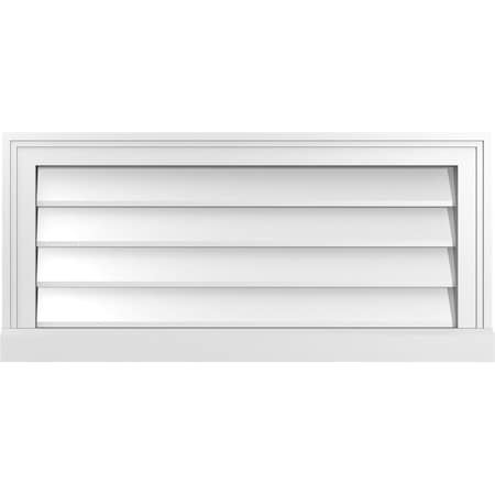 Vertical Surface Mount PVC Gable Vent W/ 2W X 2H , Brickmould Sill Frame, 30W X 14H